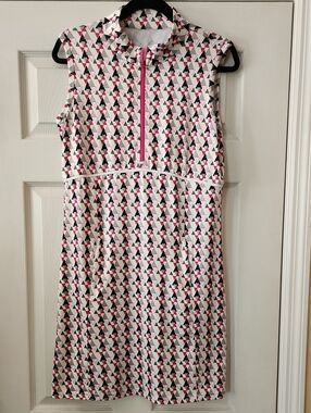 GGblue  Luxe sport Geo-Print Sport Dress with Pink Trim